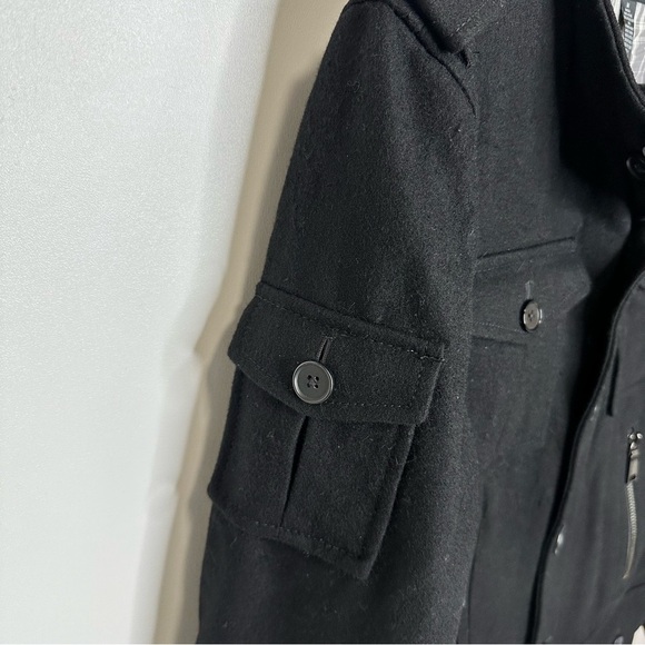 INC International Concepts Black Wool Blend Military Style Jacket Mens Sz Medium - Picture 4 of 8